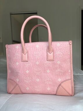 MCM Pink Visetos Mini Satchel Crossbody Bag